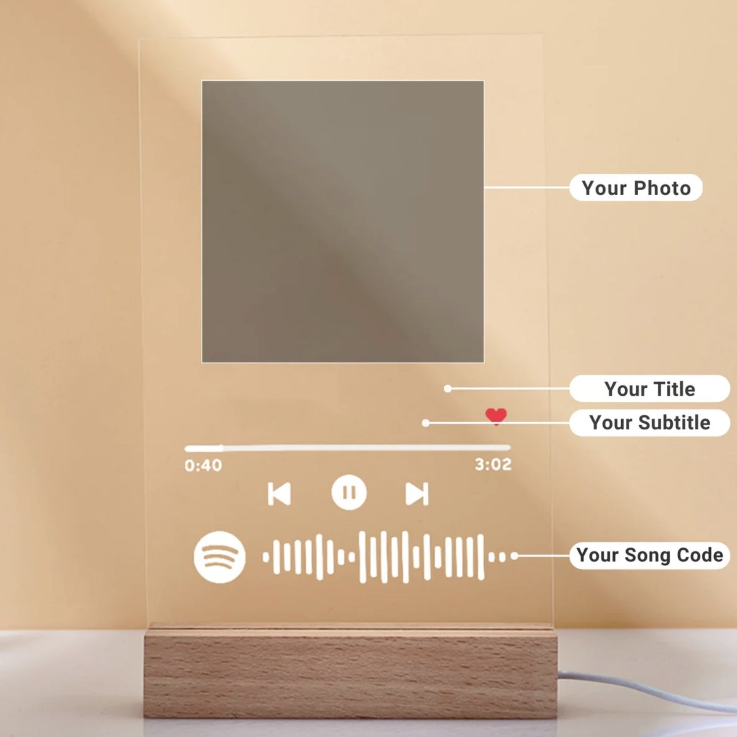 Custom Spotify Photo Music Plate Night Light