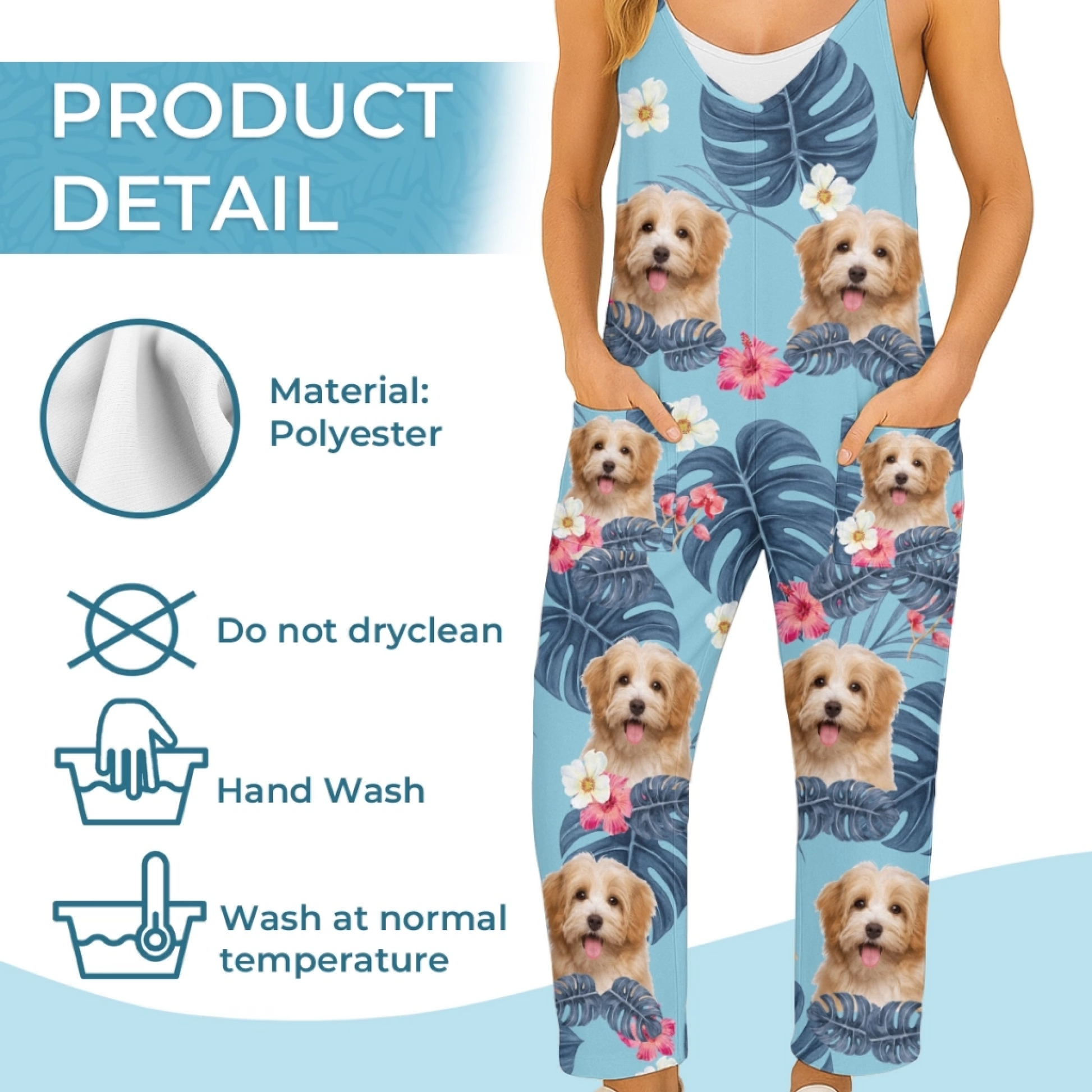 Custom Photo Casual Loose Overalls Jumpsuit