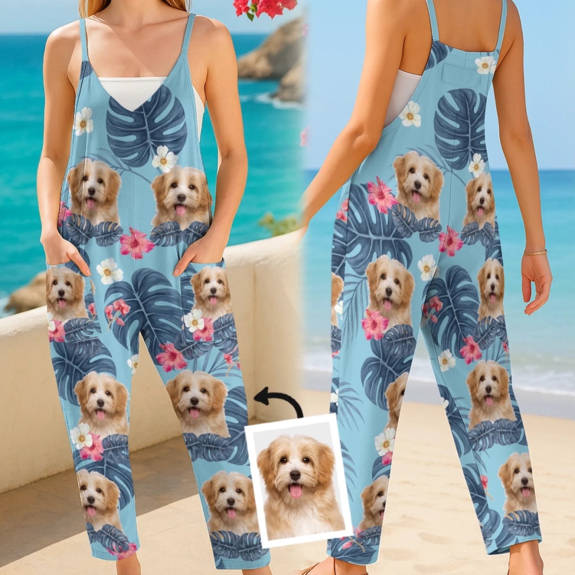 Custom Photo Casual Loose Overalls Jumpsuit