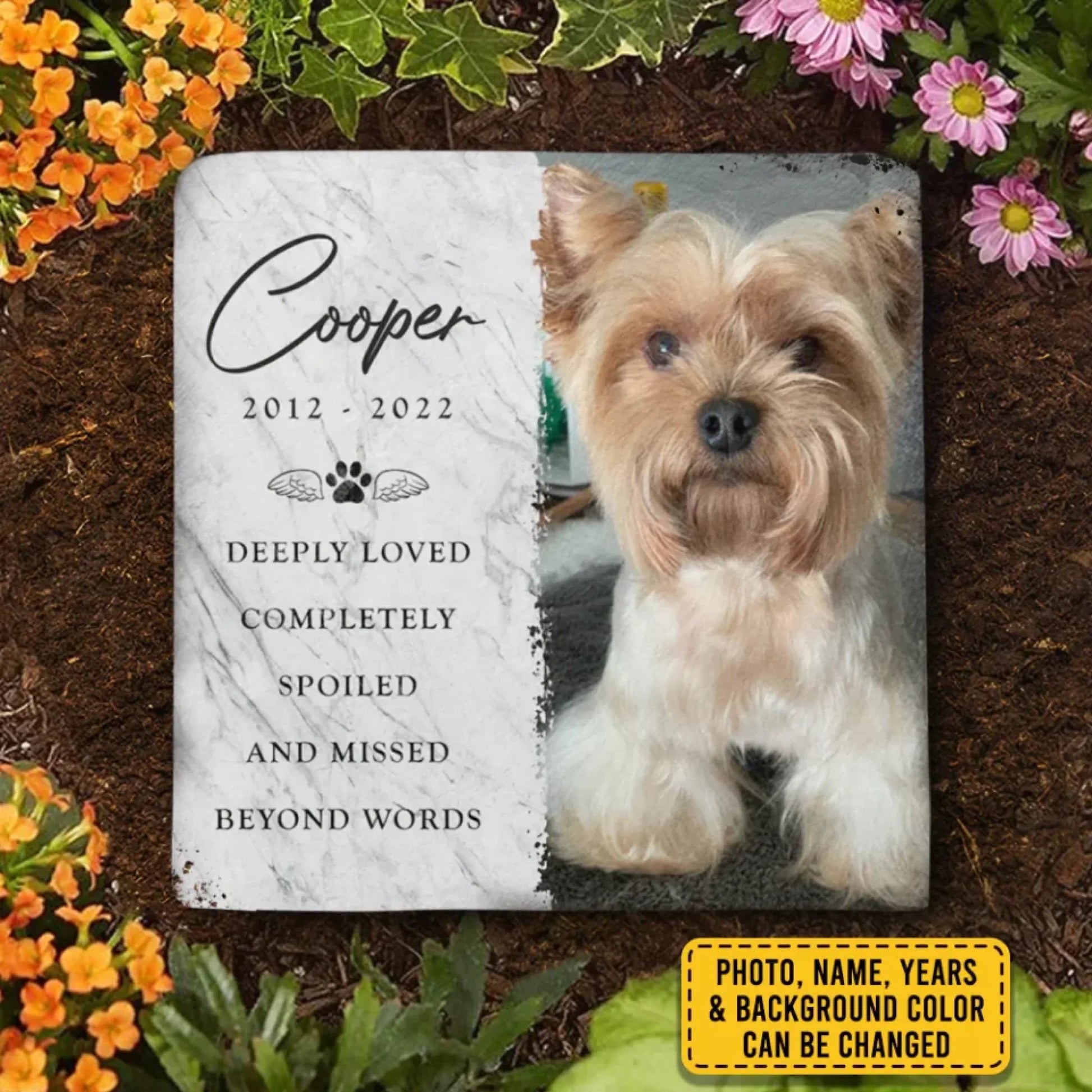 Custom Photo Square Shaped Memorial Stone