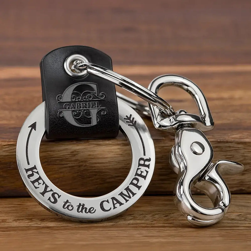 Personalized Leather Coordinates Keychain