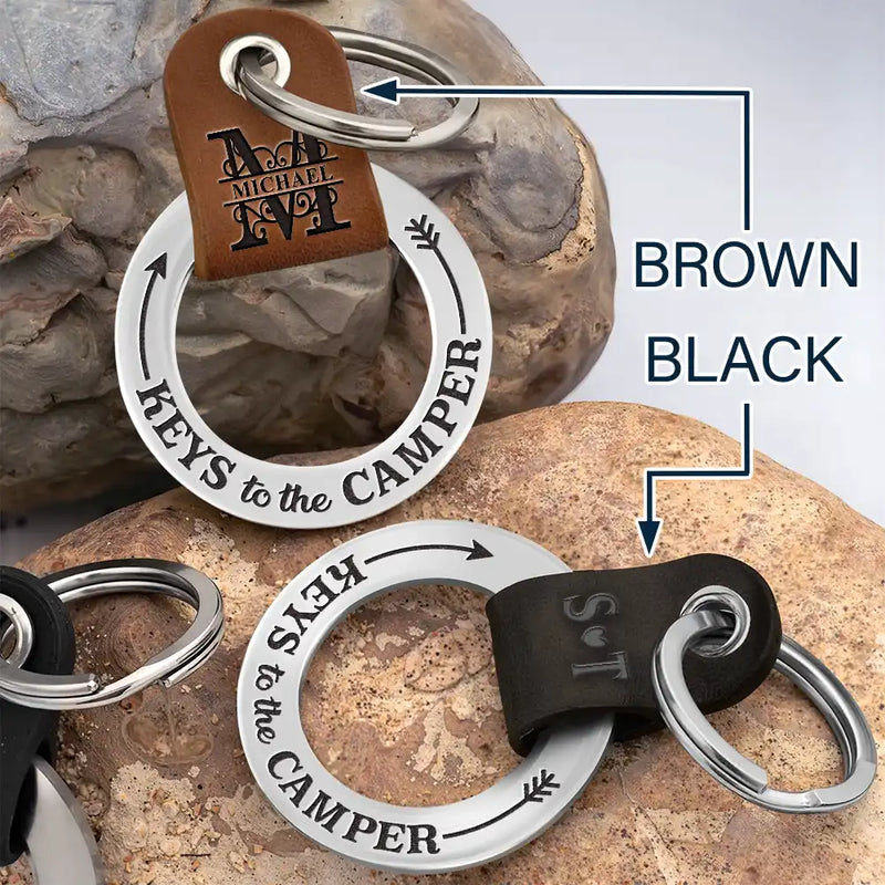 Personalized Leather Coordinates Keychain