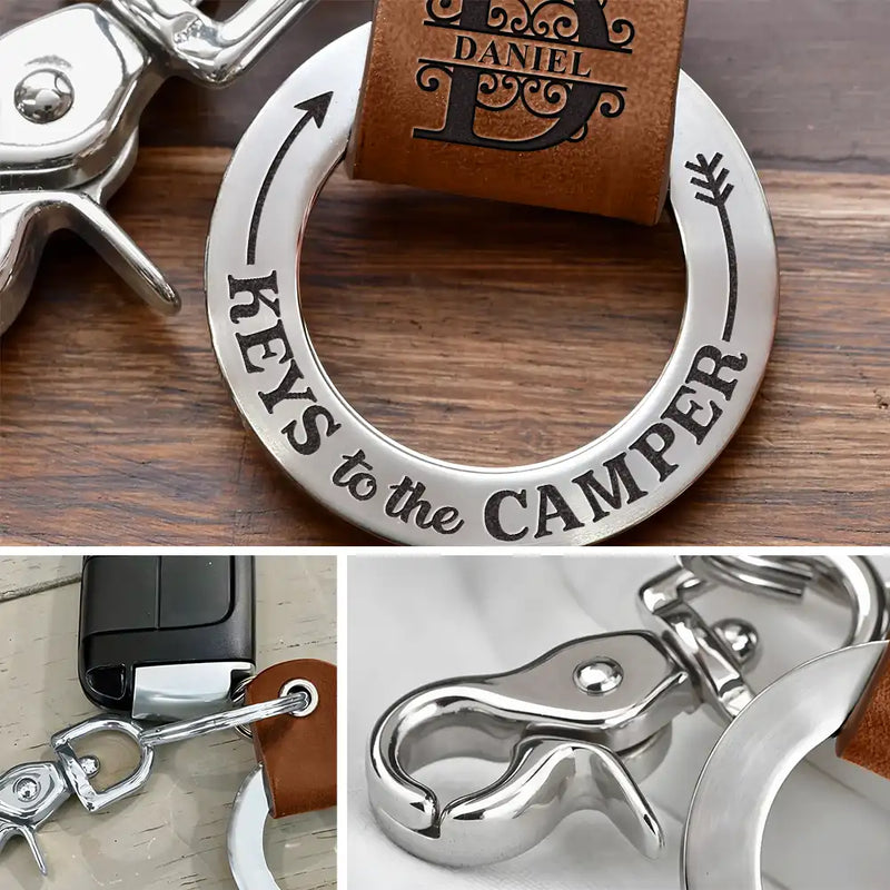 Personalized Leather Coordinates Keychain
