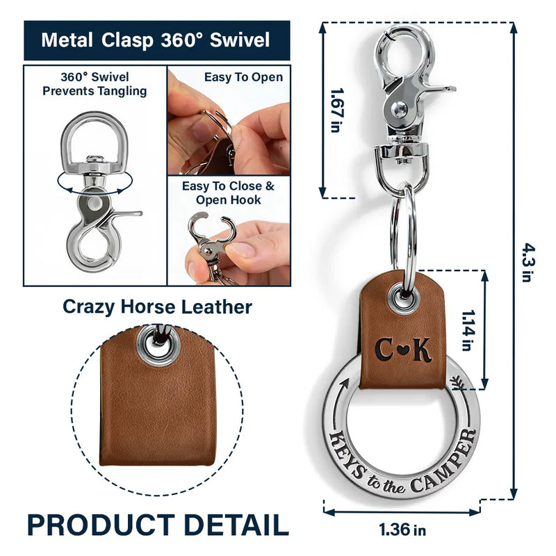 Personalized Leather Coordinates Keychain