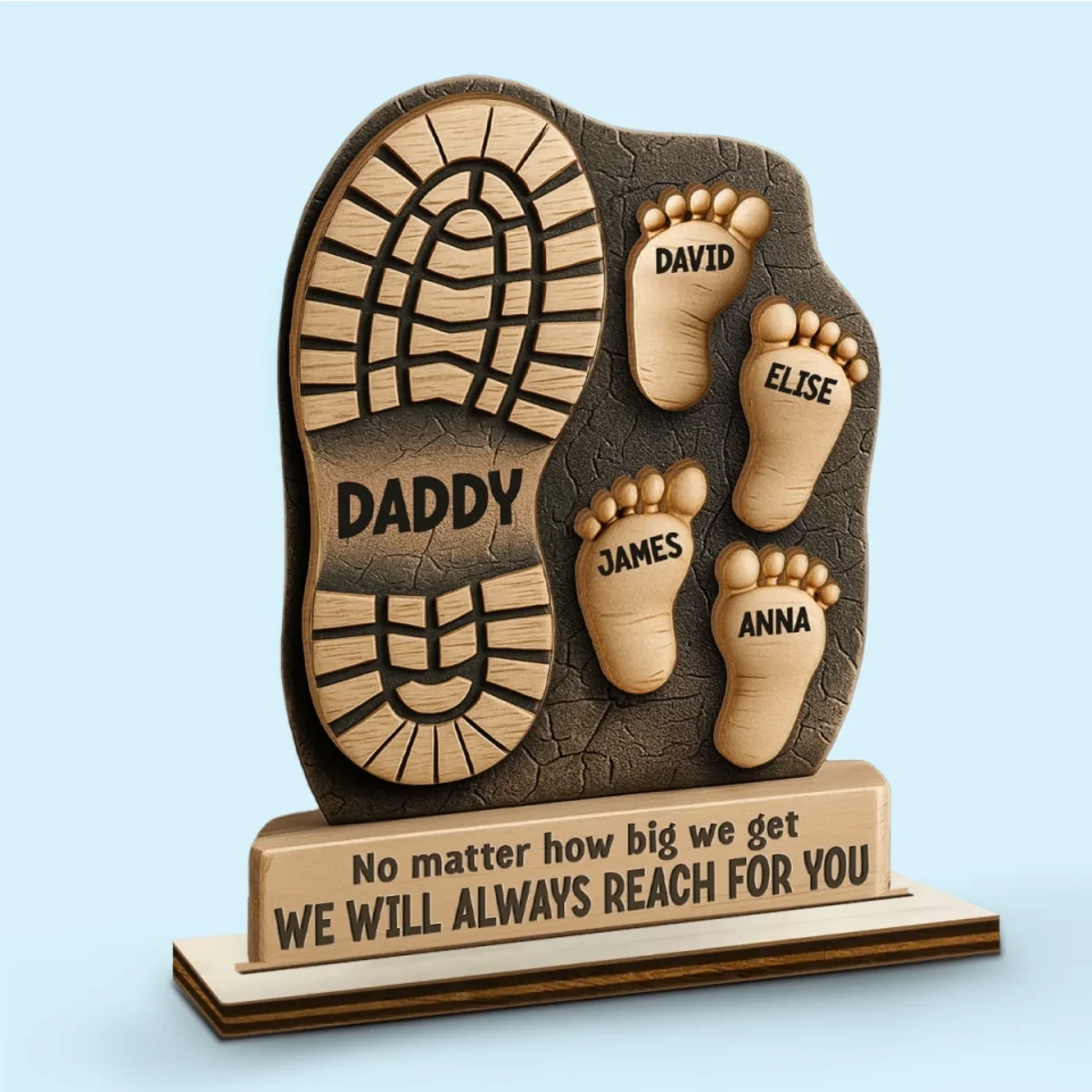 Family Personalized Custom Shaped 2-Layered Wooden Plaque With Flat Stand