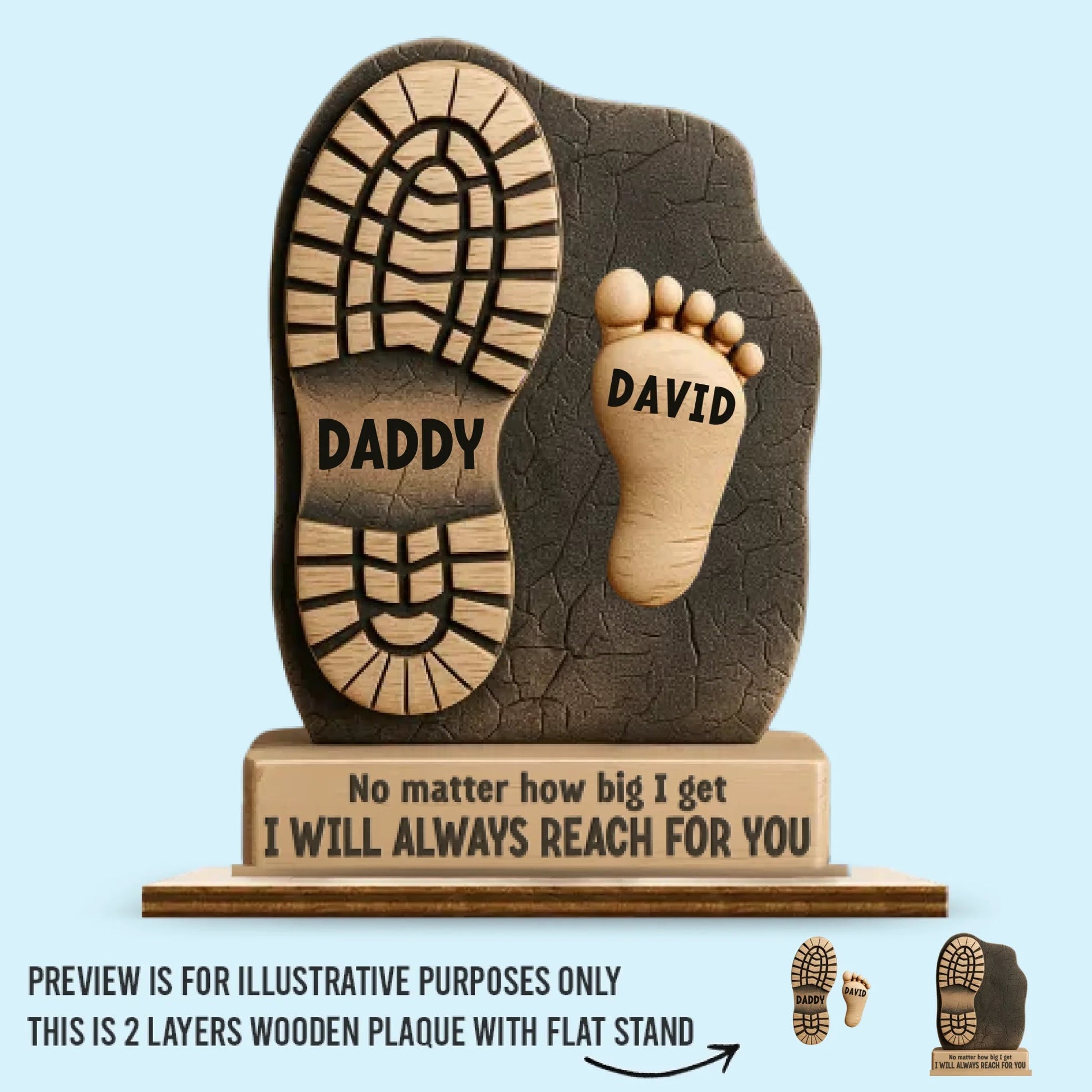 Family Personalized Custom Shaped 2-Layered Wooden Plaque With Flat Stand