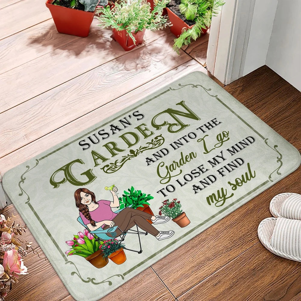 Personalised Flower Garden Cartoon Character Durable Doormat