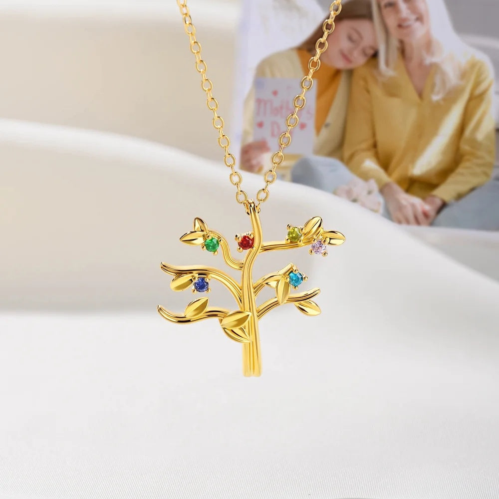 Personalized Family Tree 2-10 Birthstones Necklace Dainty Jewelry Birthday Anniversary Gift For Women