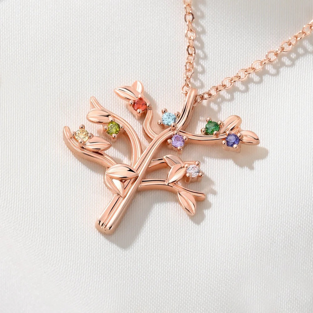 Personalized Family Tree 2-10 Birthstones Necklace Dainty Jewelry Birthday Anniversary Gift For Women