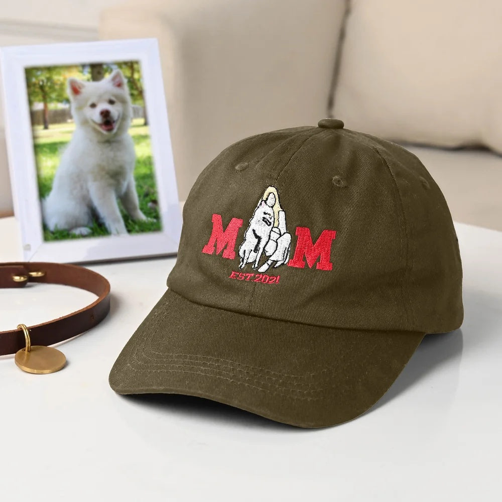Personalized Embroidered Dog Cat Mom Dad Photo Baseball Cap