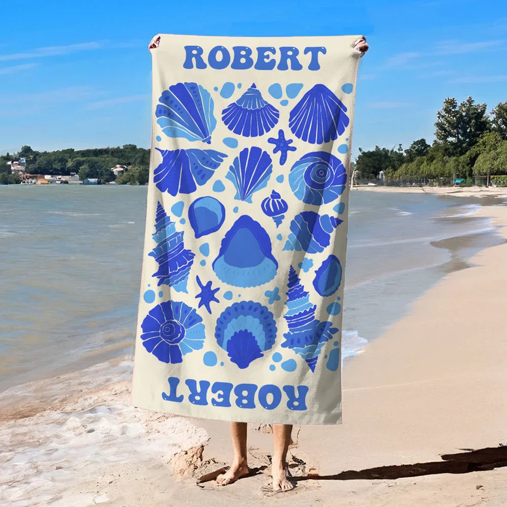 Personalized Marine Life Art Illustration Oversized Quick Dry Beach Towel